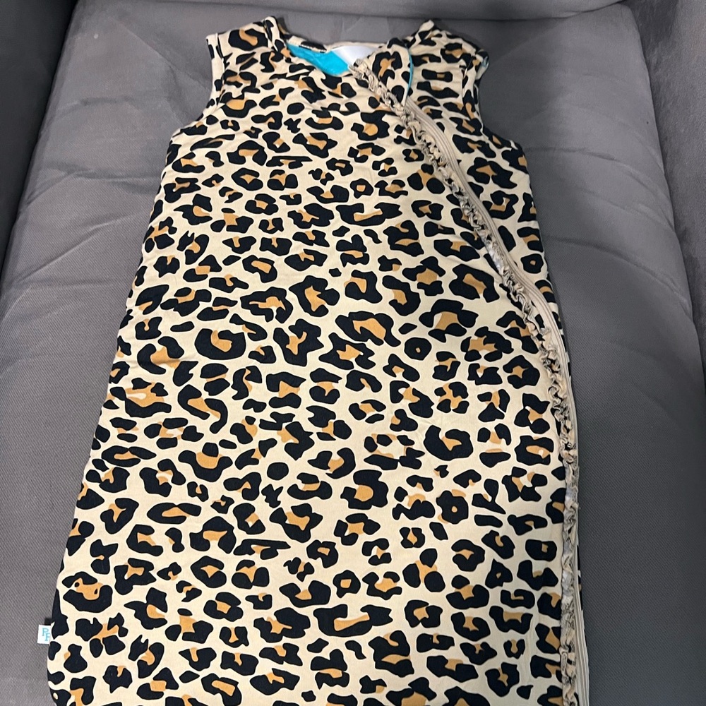 Posh Peanut Leopard Print Baby Sleep Sack in Tan, Black & Teal